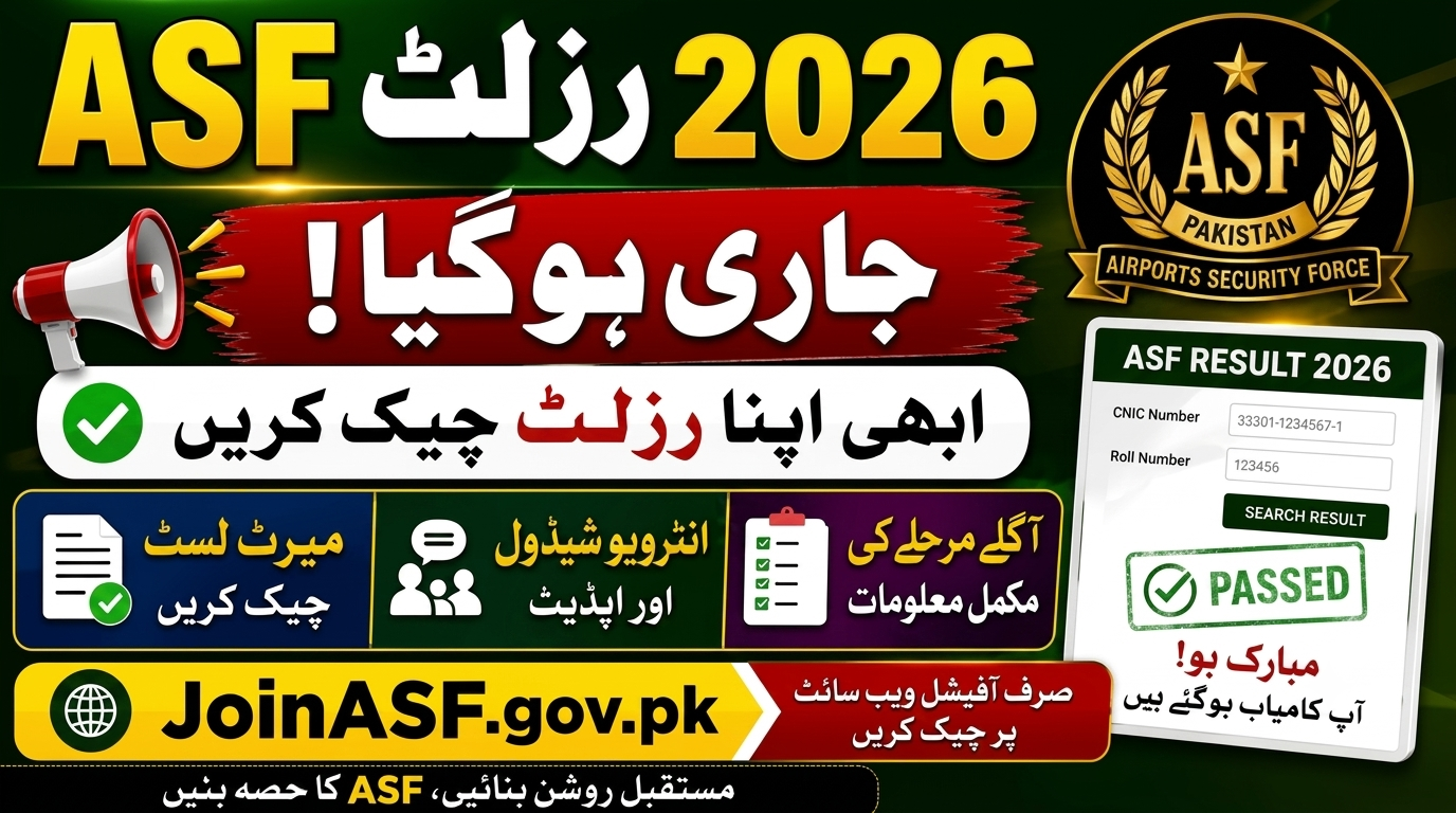 ASF Result 2026 Announced - Joinasf.gov.pk
