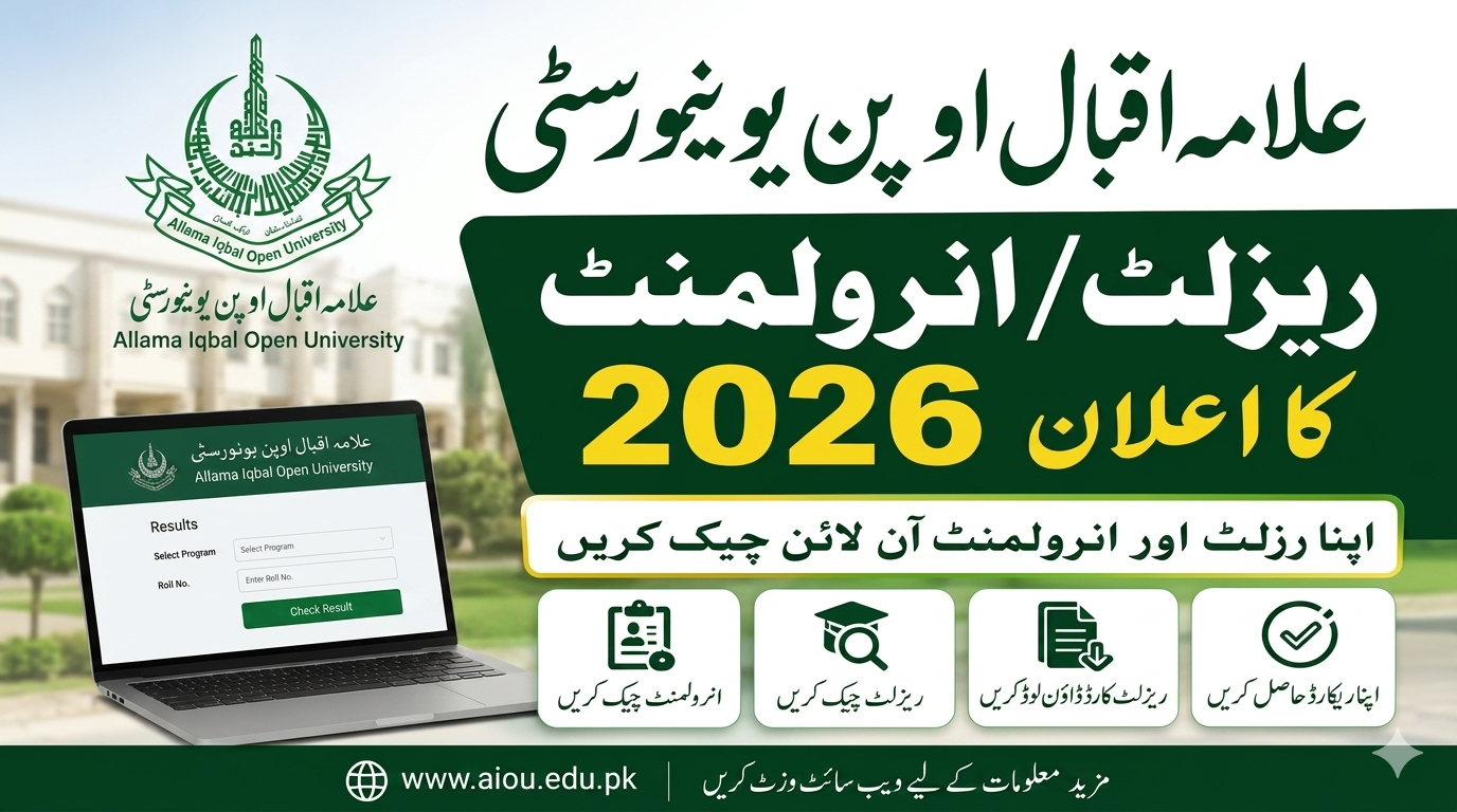 Aiou Result Enrollment 2026 Announced - Aiou.edu.pk