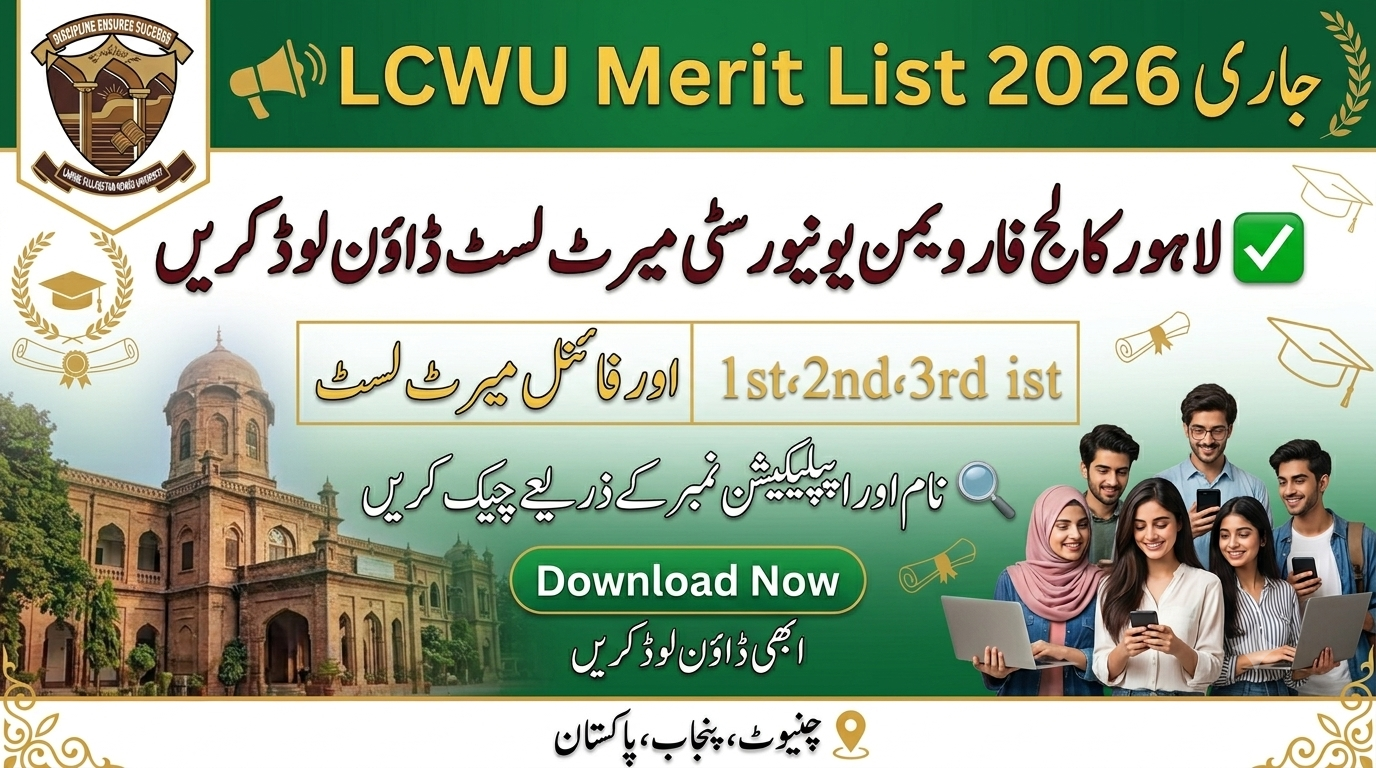 LCWU Merit List 2026 Download - Lahore College Merit List